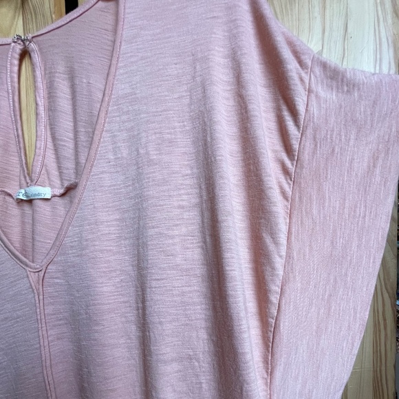FRESH LAUNDRY Pink Slub Tunic Open Dolman Sleeves Plunge Blouse Coverup Tee S - Picture 4 of 9